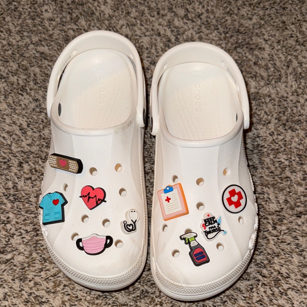 CROCS White with Colorful Nurse Charms - Picture 2 of 6